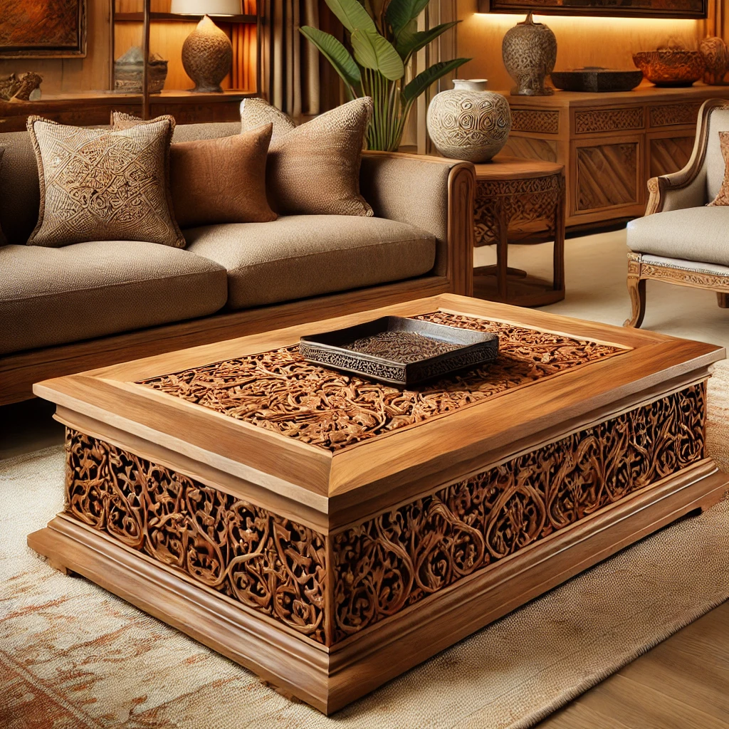 Hand-Carved Teak Coffee Table